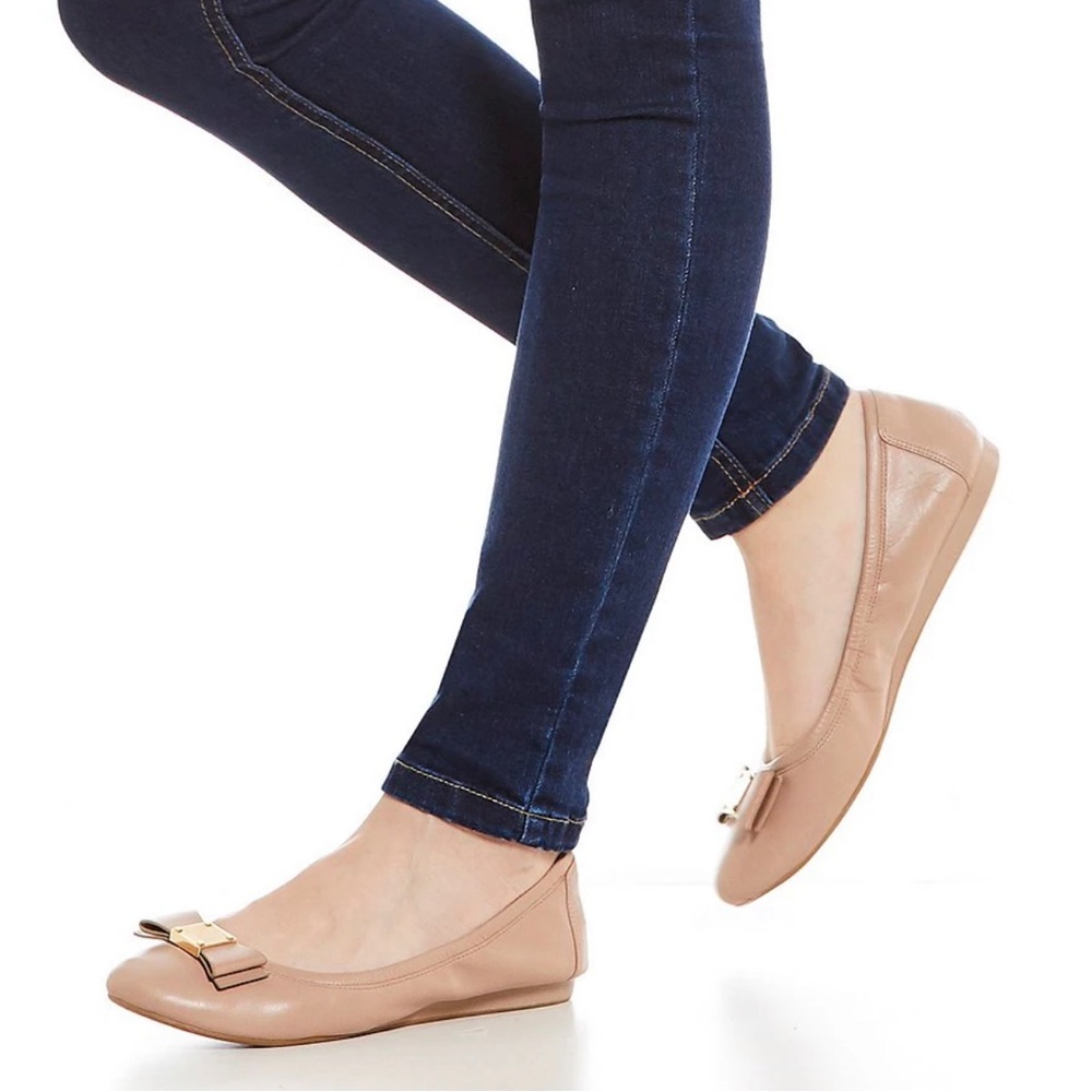 Cole Haan Tali Bow Detail Leather Ballet Flats